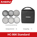 AMBITFUL HC-06Kit Photography COB Light Grid Kit 10°/20°/30°/40°/50°/60° 6In1 Light Grid Kit With Storage Bag For Fill Light
