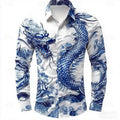 Multicolour Dragon Men's Long Sleeve Shirt Button Fashion | SAMAG