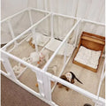 DIY Dog Playpen Puppy Cat Rabbit Ferret Transparent Pet Pen Easy Assemble Whelp Crate Kennel Cage Enclosure with Wheels