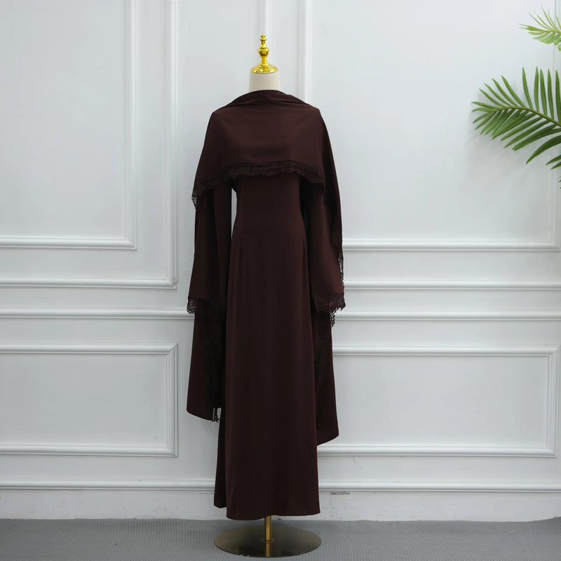 Luxury Dubai Abaya Detachable Lace Shawl Modest Muslim | SAMAG