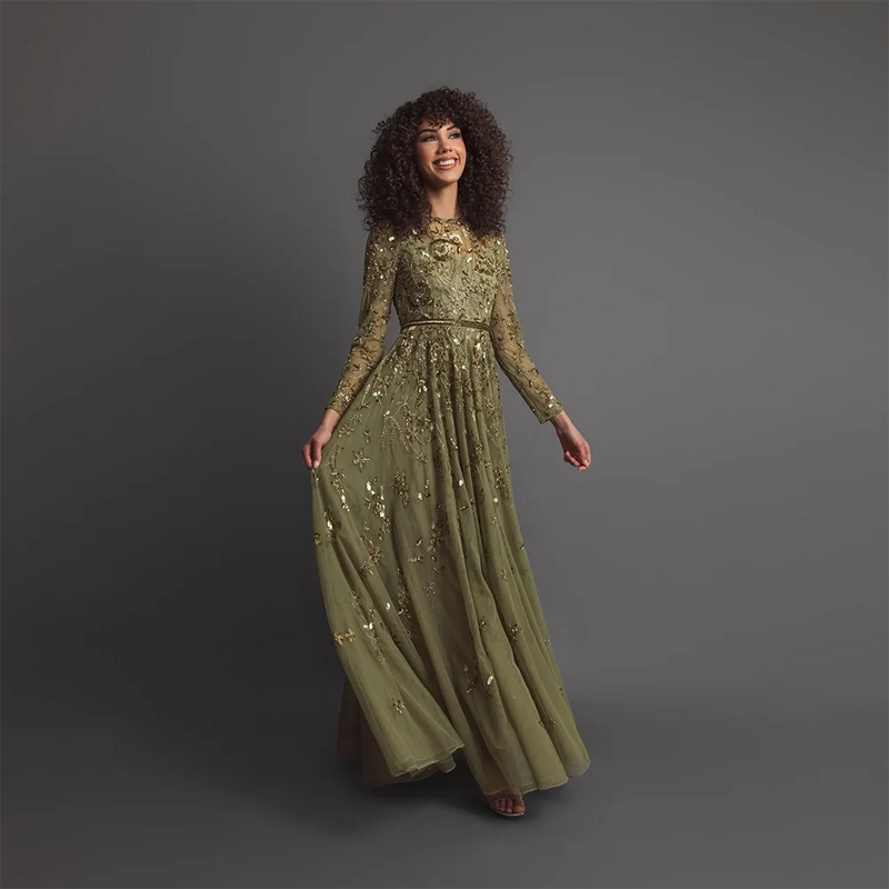 Fashion Floral Print Tulle A-line Floor Length Evening | SAMAG