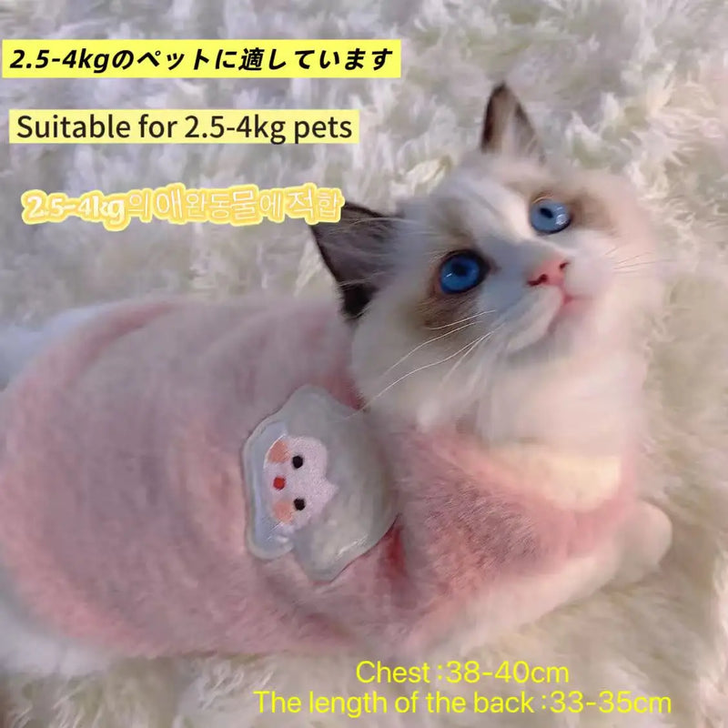 Adorable Autumn and Winter Cat Winter Clothes, Thickened Vest for Warmth, Anti-Fall Design for Puppies, Kittens, and Small Pets
