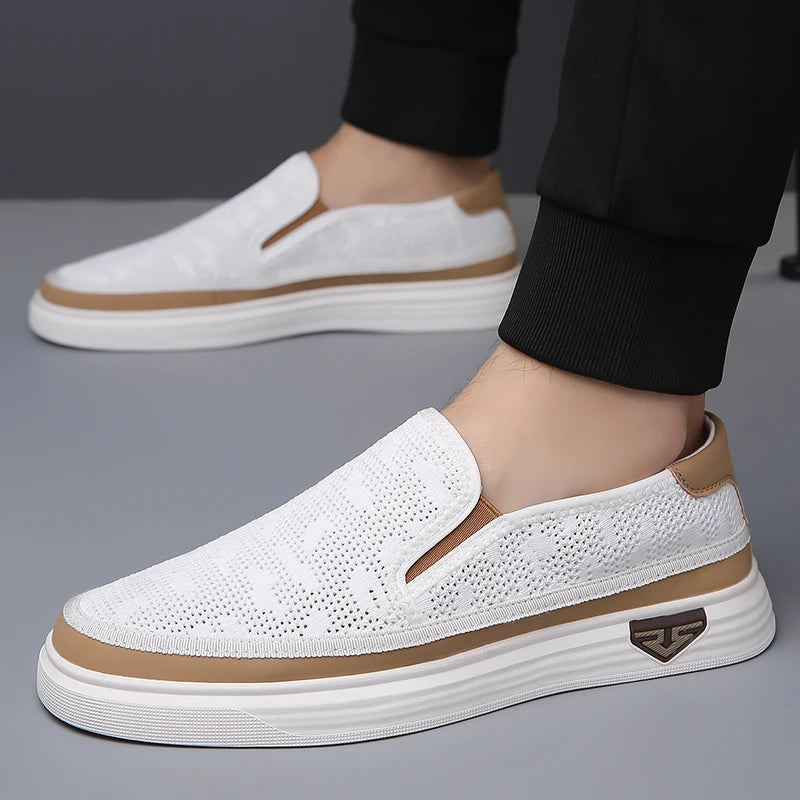 Summer Men Sneakers Genuine Leather Mens Fashion Shoes Luxury Brand Men Casual Shoes Male Designer Shoes Leather Moccasins Men