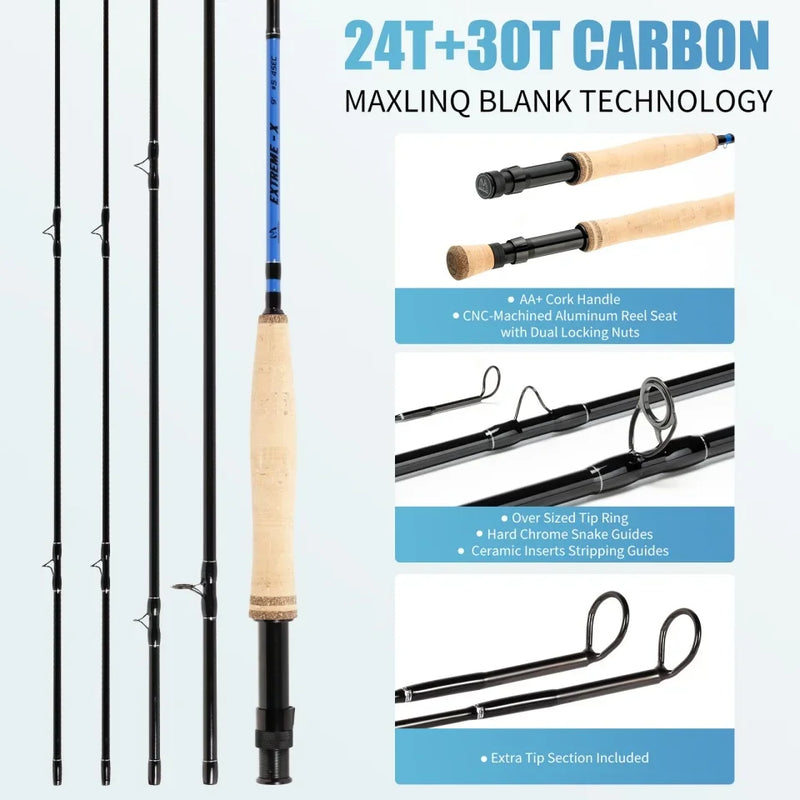 MAXCATCH Extreme-X 3-8WT 8ft4-9ft Fast Action Fly Fishing | SAMAG
