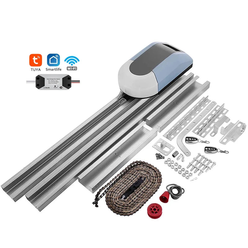 WiFi Control Automation Door Opener 800N Tilting Doors Motor 220V Garage Door Operator Kits With 2 Remote 3m Rails for 12²  Door