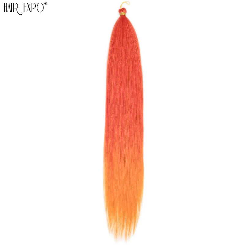 28Inch Ariel Straight Pony Hair Synthetic Yaki Hair Bundles Crochet Braids Hair Ombre Pink Orange Brown Crochet Hair Extensions