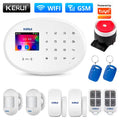 KERUI Home Security Protection WIFI GSM Alarm System Kit Works with Tuya Support Alexa with Door Opening Sensor Motion Detector