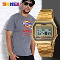 Fashion Men Stainless Steel Strap LED Display 3Bar Waterproof Digital Watch For Casual 1123 Sport Watches - Visuel 3 | SAMAG