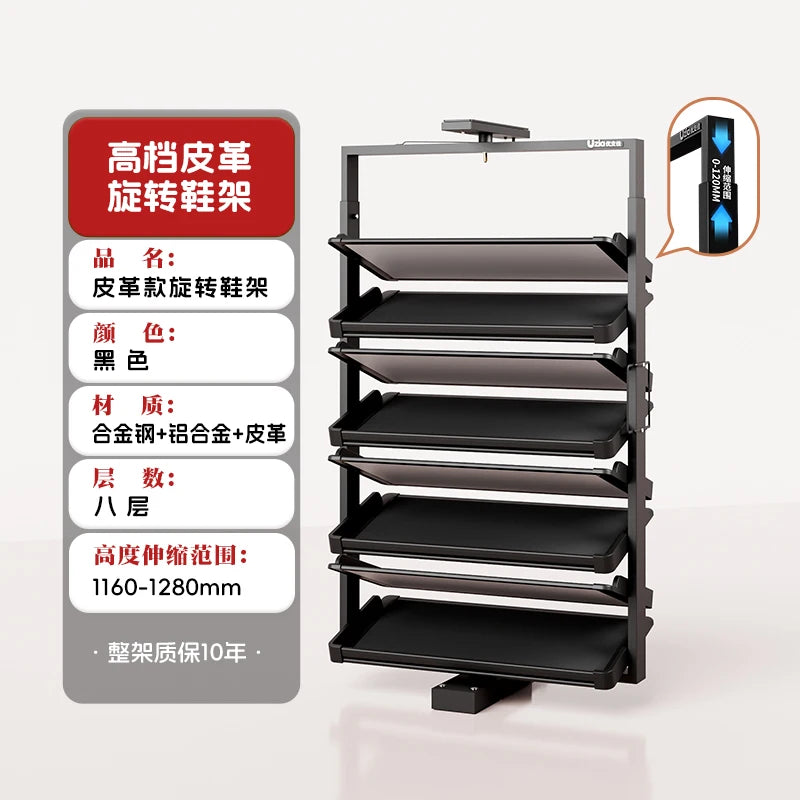 Built-in Height Adjustable Shoe Cabinet Closet Space Saving 360° Rotating Shoe Rack, Multi-layer Shoe Holder Storage Organizer
