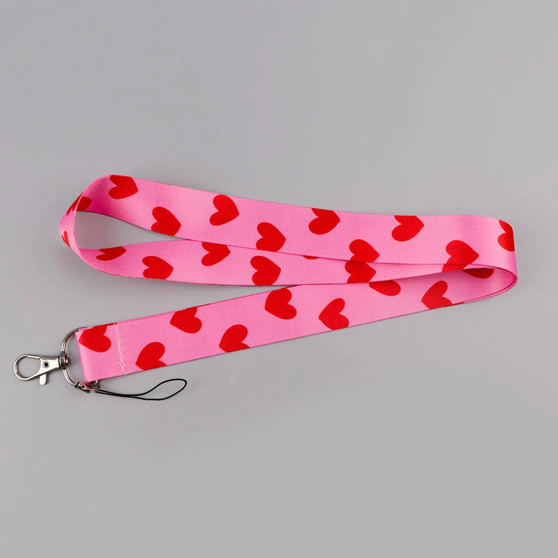 Heart Lanyard Simple Style Neck Strap for Key ID Card Cell Phone Straps Badge Holder DIY Hanging Rope Neckband Accessories