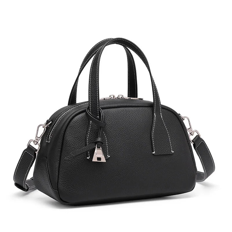Elegant Genuine Leather Boston Handbag Women’s  Shoulder Bags Lady New Multi-Functional Crossbody Bag for Daily Casual & Work