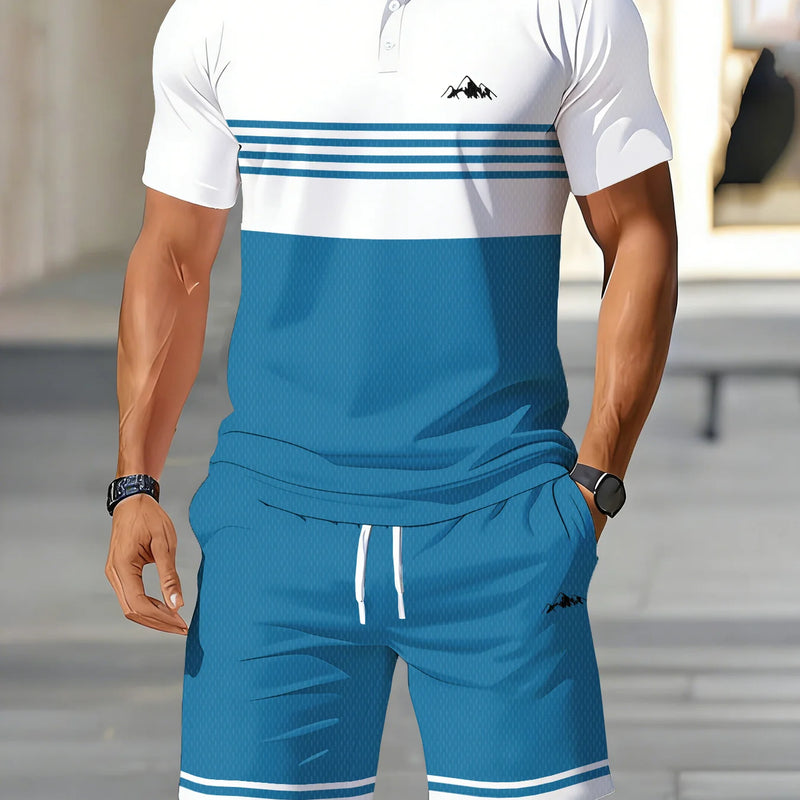 Summer Men's Polo Set - 3D Printed Pattern - Breathable | SAMAG