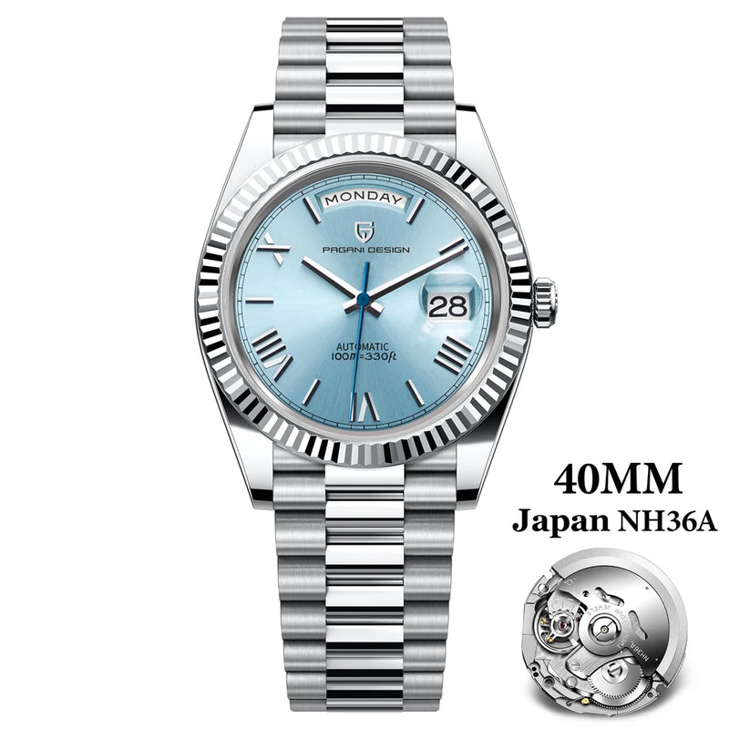 PAGANI DESIGN DD40 Gold White Date Week Luxury Automatic Watches Men TMI NH36A AR Sapphire crystal Mechanical Wristwatch For Men