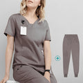 Woman Medical Scrubs Set, V-Neck Short Sleeve Nursing Uniforms With Multi-Pockets, Professional Workwear For Dental Clinic, Sp