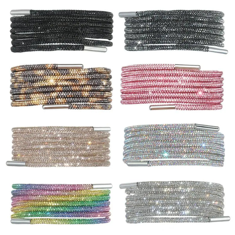 1PC Luxury Rhinestone Shoelaces Rainbow Diamond Shoe laces Sneakers Laces Shoes Round Shoelace 100/120/140/160CM  DIY Strings
