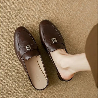 New Women's Retro Mules Low Heel Loafers Slip-On Shoes | SAMAG