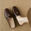 New Women's 2026 Retro Mules Low Heel Loafers Slip-On Shoes Elegant Daily Commute Casual Flat