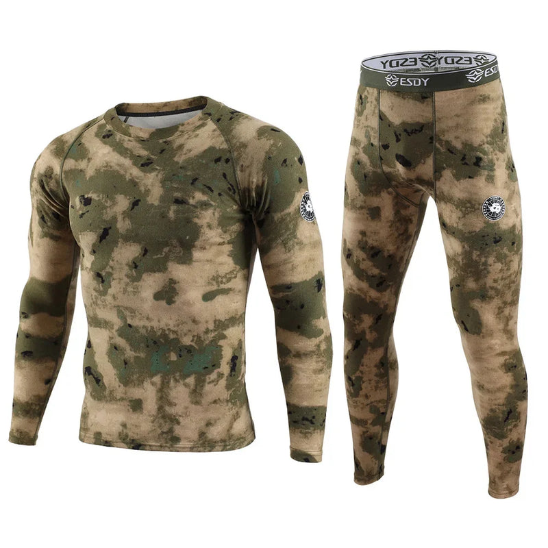 Winter Camouflage Men's Thermal Underwear Warm Sports Long Johns 2026 High Quality Elasticity Cycling Underwear Compression Set