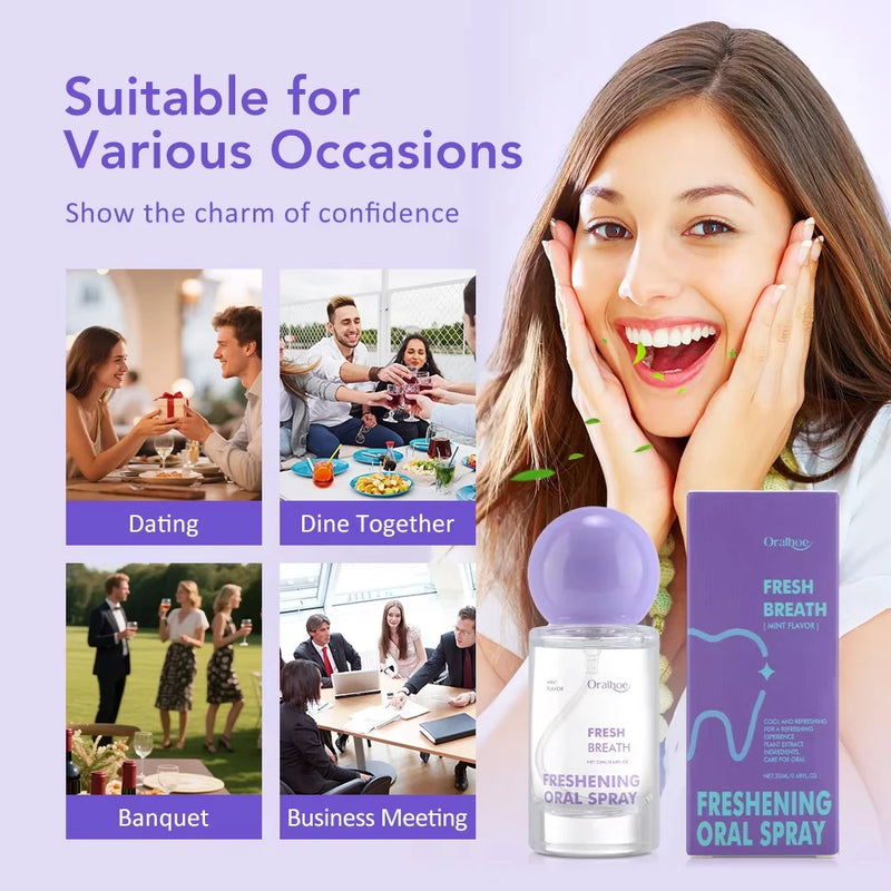 Freshening Mint Oral Spray Long-Lasting Breath Freshener Portable Mint Flavor for Adults Freshness Oral Care Sprayer Travel-Size
