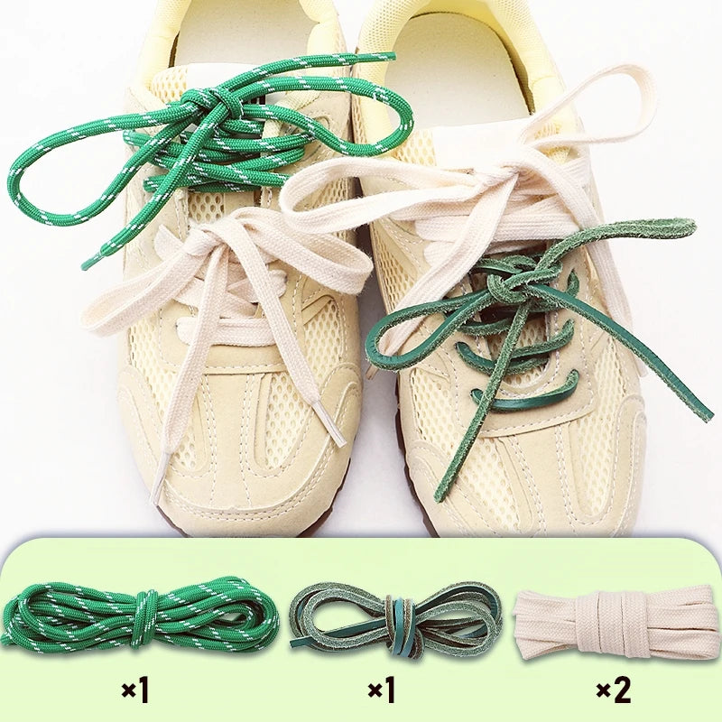 1 Pair Retro round Leather Rope Shoelaces Durable Flat Combination Sports Training Shoe Laces for Footwear