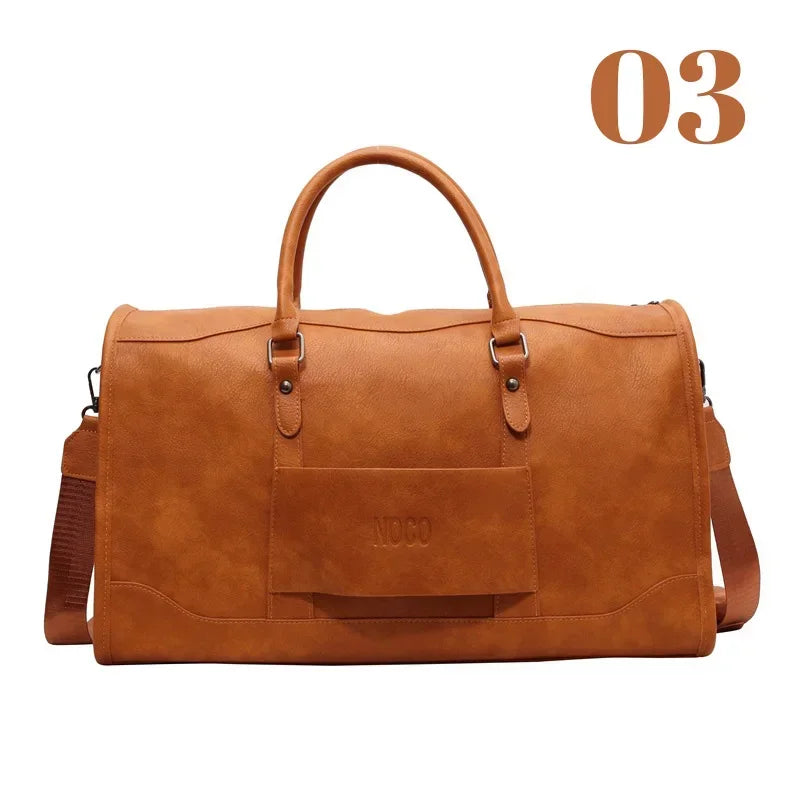 NamcheBarwa Large Travel Bag Pu Leather Golf Boston Bag Shoulder Handbag Leisure Sports Fitness Suitcase Weekender Duffle Bag