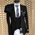 Polka Dot Men's Suit 3 Piece Fashionable Business Work Clothes Groom Wedding Tuxedo Jacket Pants Vest Custom Outfit