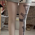 Y2K Stocks Letter Pattern Tights Women Punk Black White Socks Woman Thin Transparent Medias JK Internet Celebrity Women Lingerie