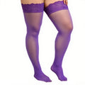 3XXL Women's Plus Size White Striped Lace Silk Stockings Black Fishnet Over Knee Thin Long Socks for Woman Girls 2026 NEW Summer