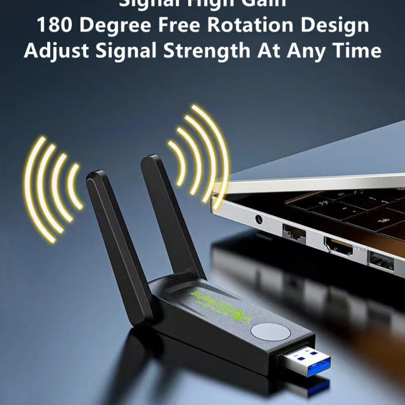 2.4GHz+5GHz Dual Band USB Wifi Adapter 1300Mbps Wireless Network Card With Antenna Dongle - Visuel 4 | SAMAG