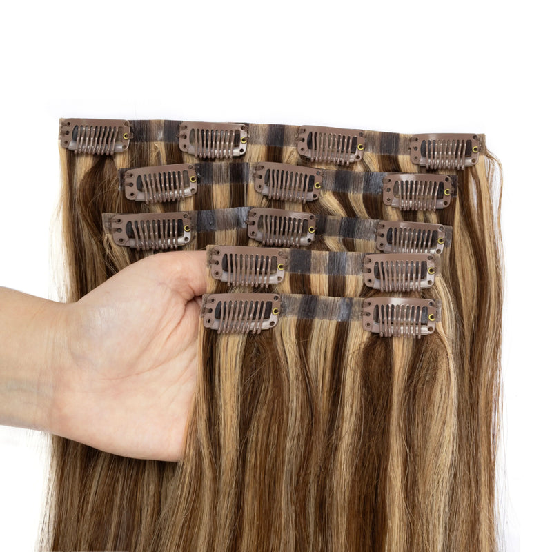 Clip in Hair Extensions 100% Real Human Hair, 12-24Inch 100-120g Clip in Extensions for Women, Invisible Straight Hair