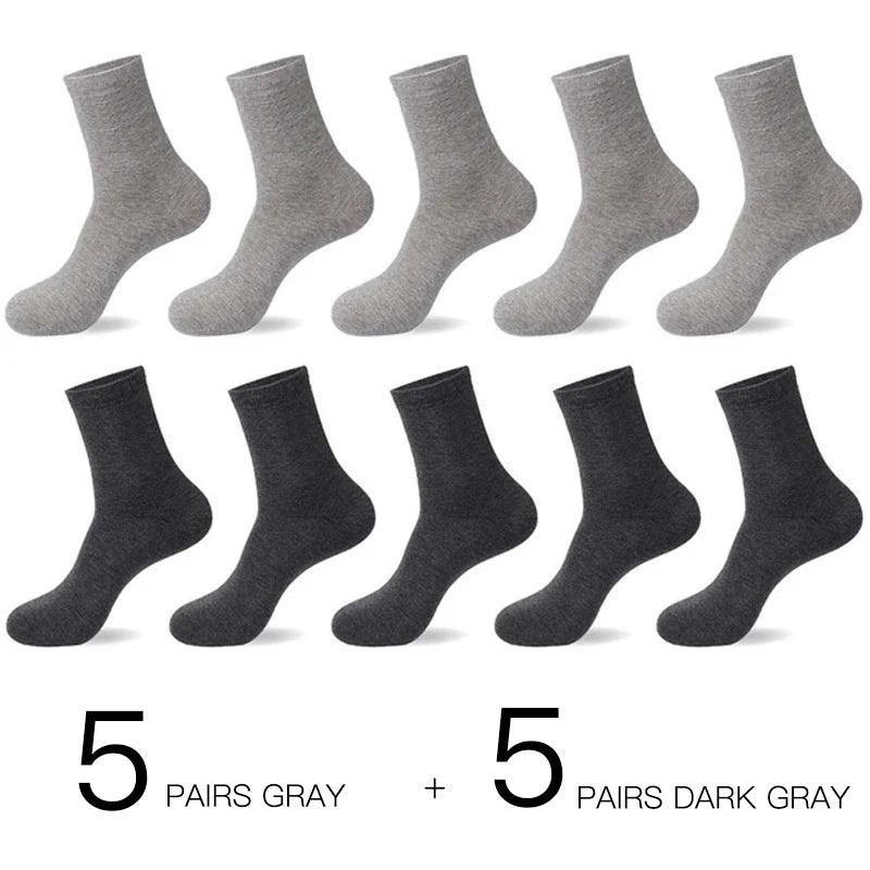 HSS 2023 Men's Cotton Socks New styles 10 Pairs / Lot Black Business Men Socks Breathable Spring Summer for Male US size(6.5-12)