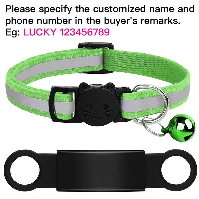 Customized Pet Collar Reflective Cat Collars Free Engraved Puppy Kitten Pet ID Nameplate Necklace With Bell Anti-lost For Cats