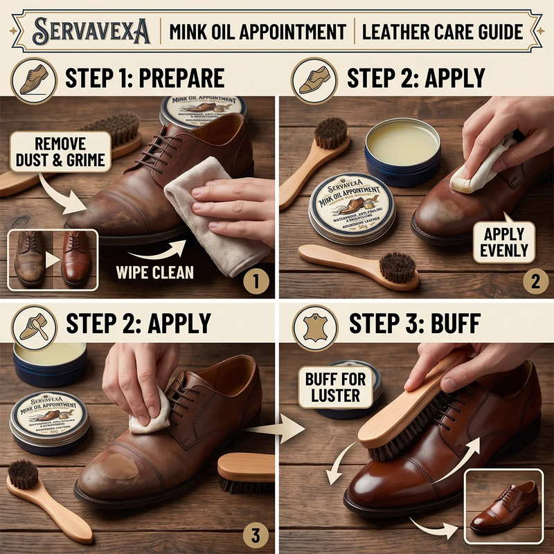 Premium Mink Oil Leather Conditioner & Waterproof Shoe Polish Kit with Brush | Deep Nourishing Care for Boots and Bags