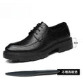 Men's Business High Heeled Leather Shoes Casual Thick Sole 10cm Height Increasing Hand Painted Pattern Trendy Formal Dress Shoes