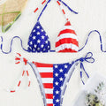 American Flag Print Micro Bikini Set Adjustable Patriotic | SAMAG