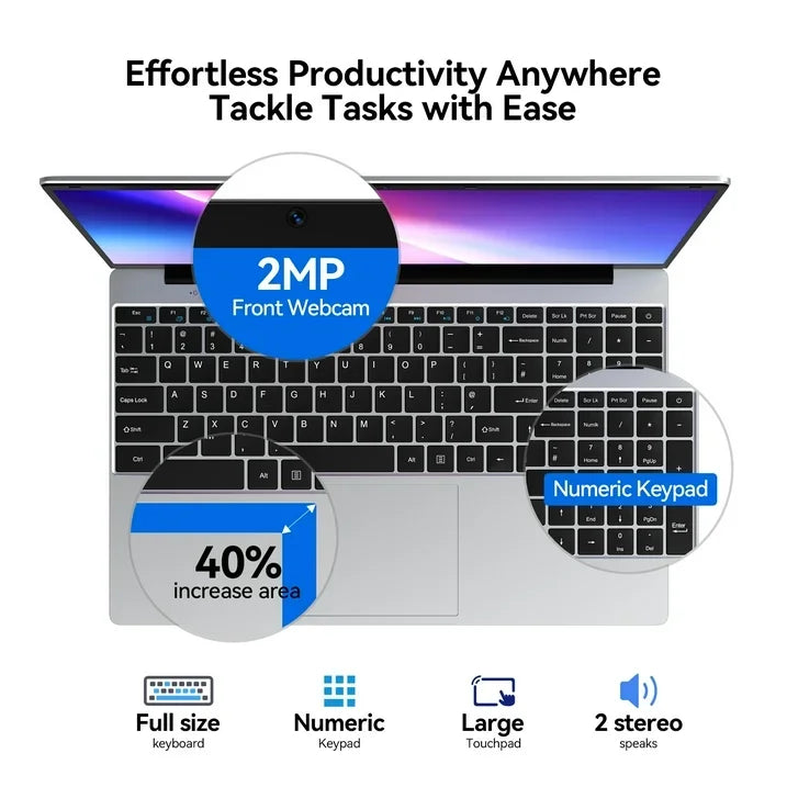 2026 15.6 Inch HOT Ultra Slim Laptop Windows 11 32GB RAM 2TB SSD Intel Core i9 9900 1920x1080 HD Gaming Gamer Office