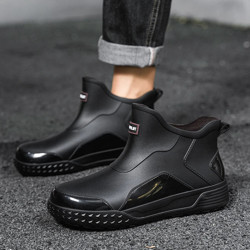 Unisex Short Outdoor Rain Boots, Anti-Slip Wear-Resistant Waterproof Shoes, Casual Wading Boots for Fishing & Work