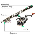 Carbon lure rod wheel set, sea fishing rod, telescopic fishing rod, rotating reel, travel, fresh water fishing set