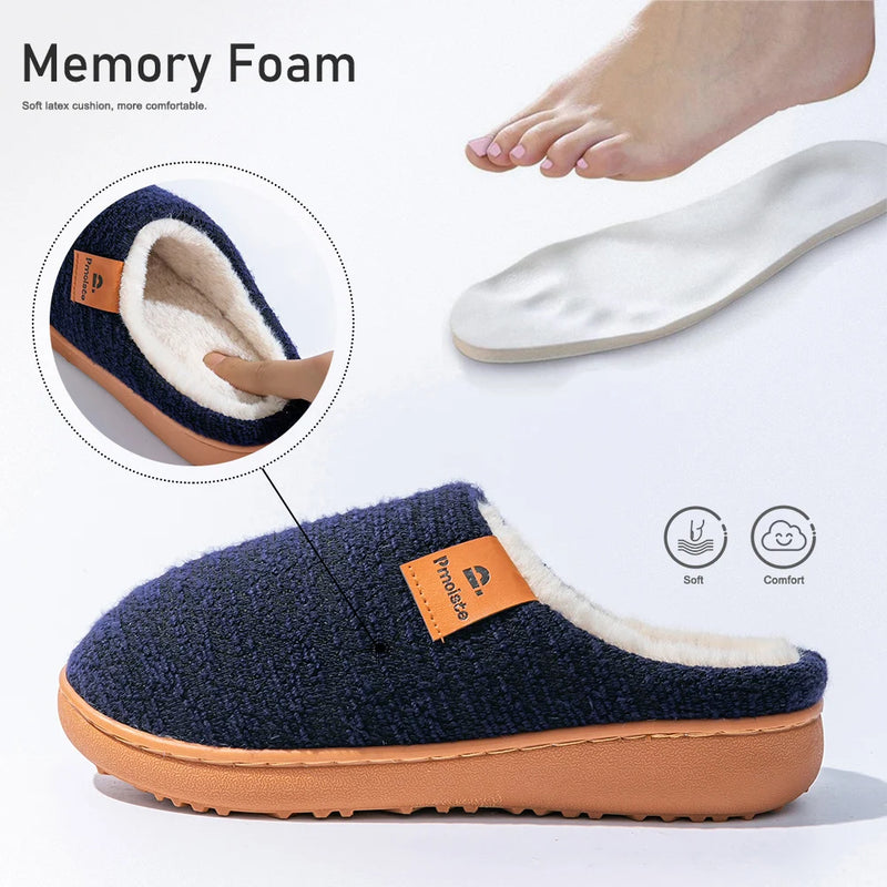 Winter Women's Slippers TPR Sole anti Slip Soft Knit Home Shoes Comfortable and Warm Indoor Casual Shoes