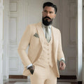 Champagne mens Tuxedo Wedding Suits For Bespoke Groom Wear Formal Fashion Prom Party Blazer+Pants+Vest - View 13 | SAMAG