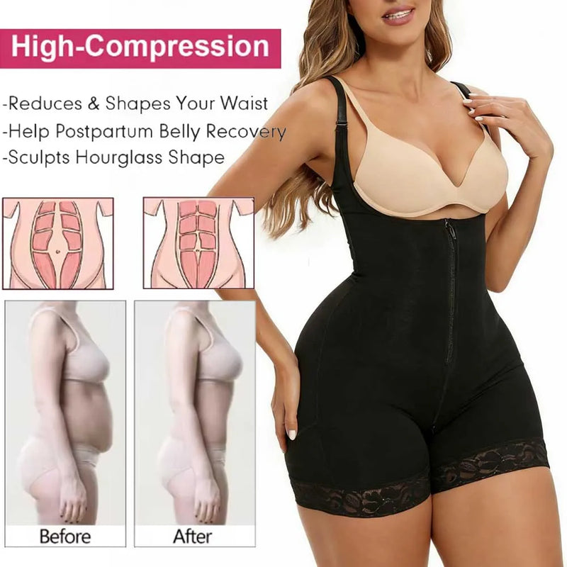 Body Shapewear Bodysuit for Women Abdomen Control Zipper Crotch Reducing and Shaping Girdles Postpartum Body Shaper Bodysuit