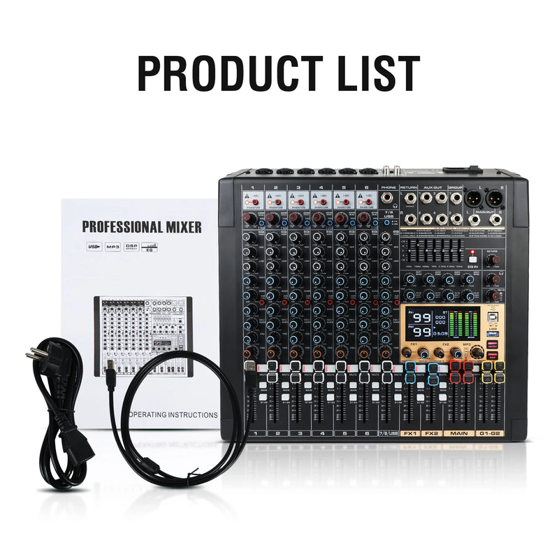Gooermi RAD Series USB Audio Mixer Multi-Channel Mixing Console 99 DSP Effects 7-Band EQ 48V Phantom for Studio Live
