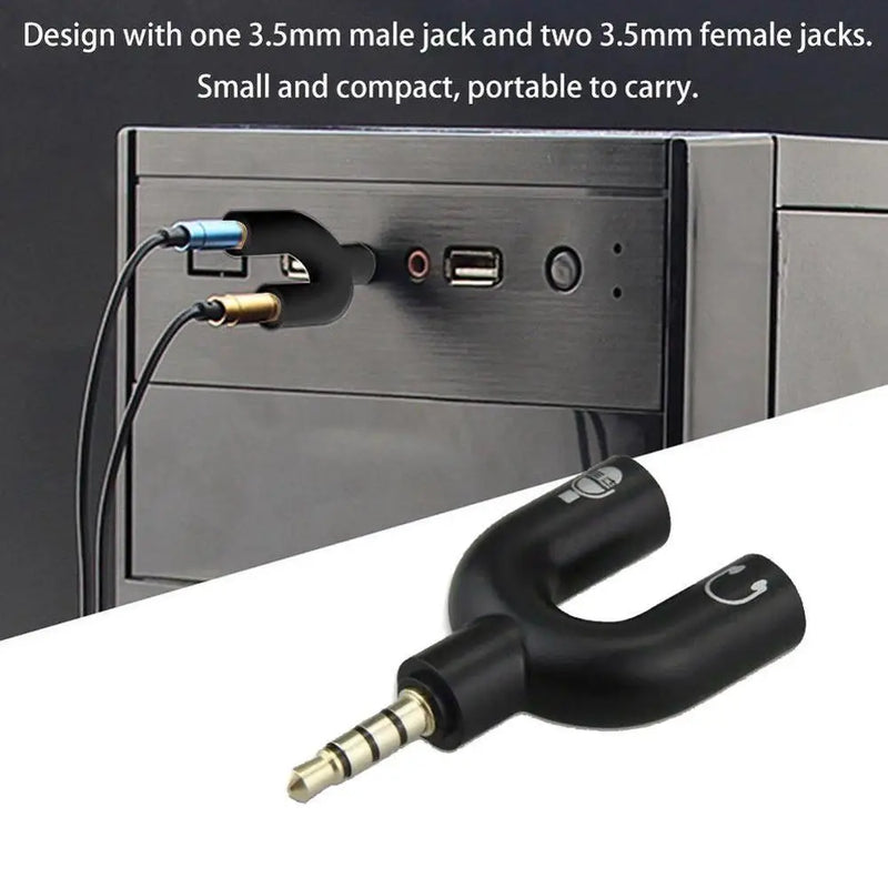 1PC Dual 3.5MM Y-type  Adapter Headphone Plug Audio Cables Splitter Microphone 2 in 1 Swivel Connector Jack Plug Adapter