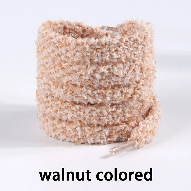 Gradient Pastel Fluffy Plush Shoelaces Wide Flat Fuzzy Shoe Laces Soft Thick Shoestrings for Canvas Sneakers Casual Cute Sweet