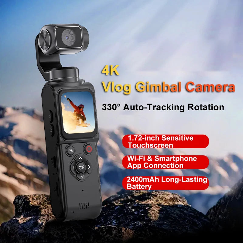 4K Pocket Action Camera Touch Screen Stabilization Sport BodyCam Portable Small Video Recorder Digital Vlog Camera for YouTube