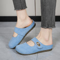 Free Shipping Women's Suede Mary Jane Mules,Casual Backless Flat Clogs,Comfortable Slip-on Slippers,Retro Minimalist Daily Shoes