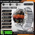 Military Grade Alloy Smartwatch 1400mAh Long Standby Waterproof SOS Emergency Flashlight BT Call Outdoor Sports Watch For Men