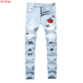 Men's Light Blue Stretch Jeans for Fall, Denim Pants | SAMAG