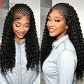26inch Synthetic Cornrow Braided Wigs 13x4 Lace Frontal Deep Wave Curly Braiding Hair Wigs with Baby Hair for Black Women