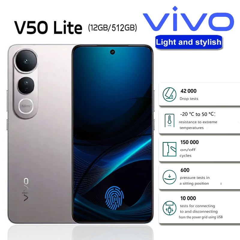 VIVO V50 Lite 5G dual-SIM mobile phone 6.77" screen 12gb+512GB memory 50mp camera 6500mah large battery Type-C interface